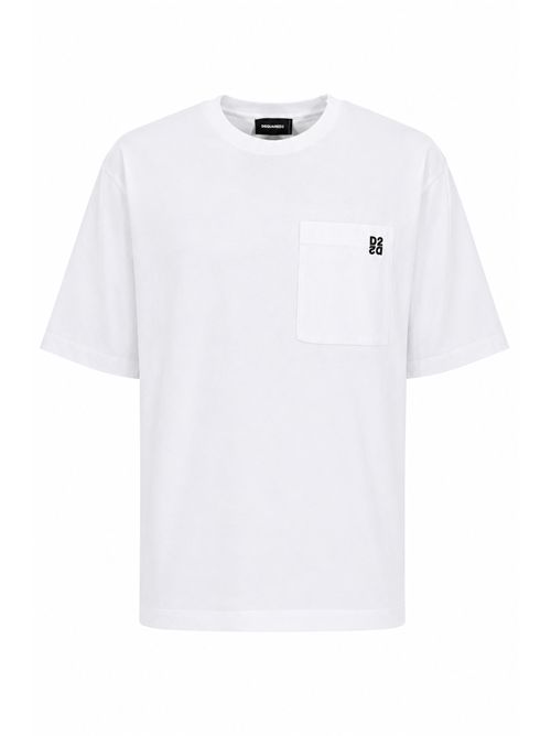 Set di 2 T-shirt Loose Fit in cotone con piccolo logo D2 White/Black DSQUARED2 | S74GD1523 D20106961